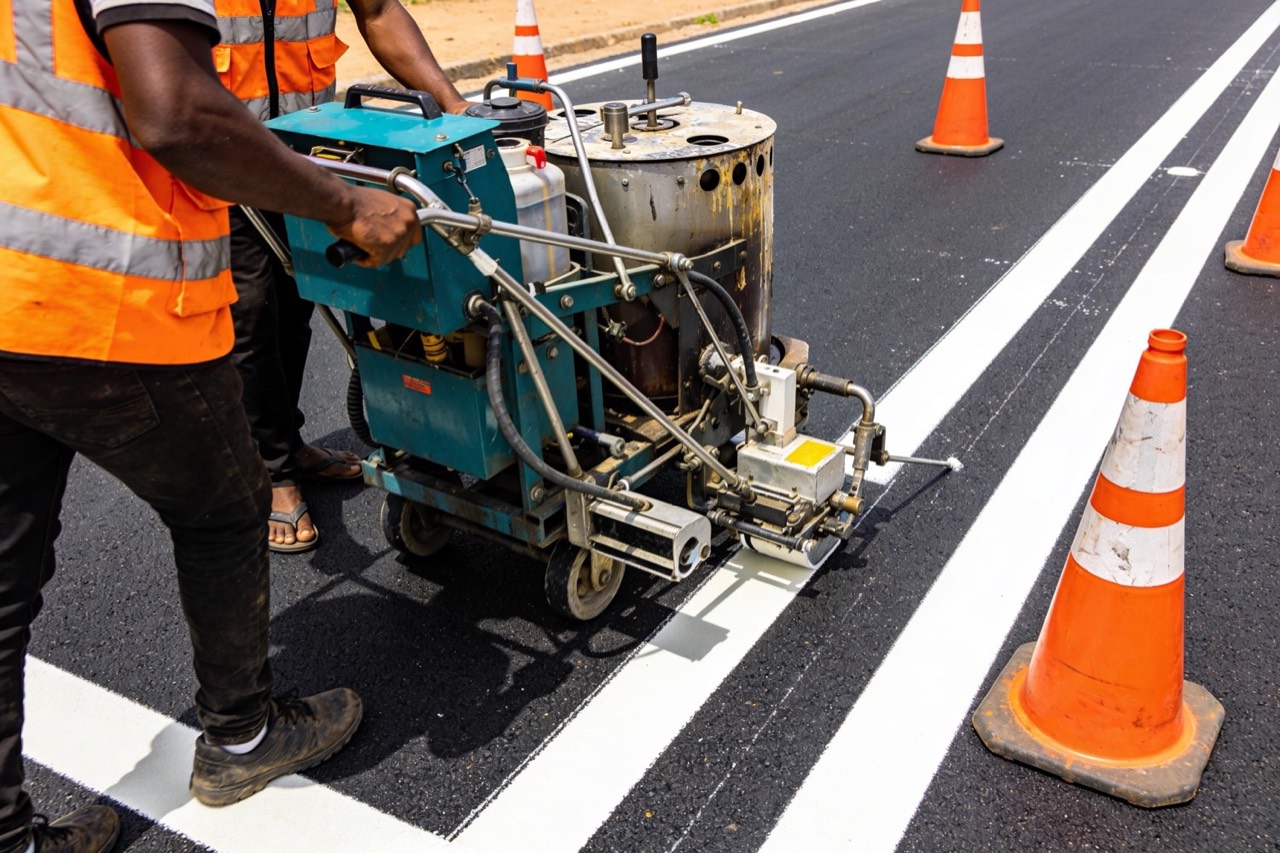 Highway Engineering & Transportation Planning — Applying thermoplastic line markings