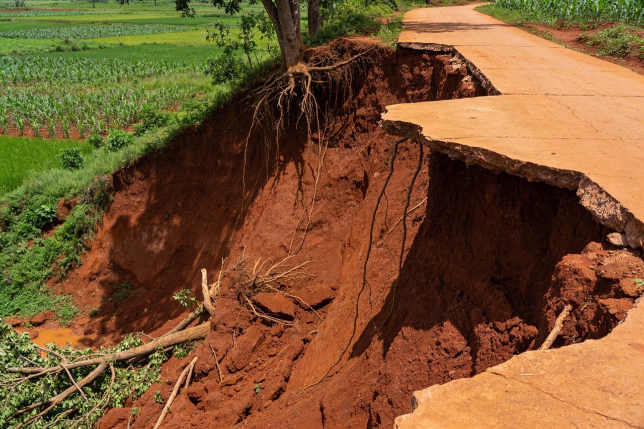 Erosion & Flood Control — Severe gully erosion before works