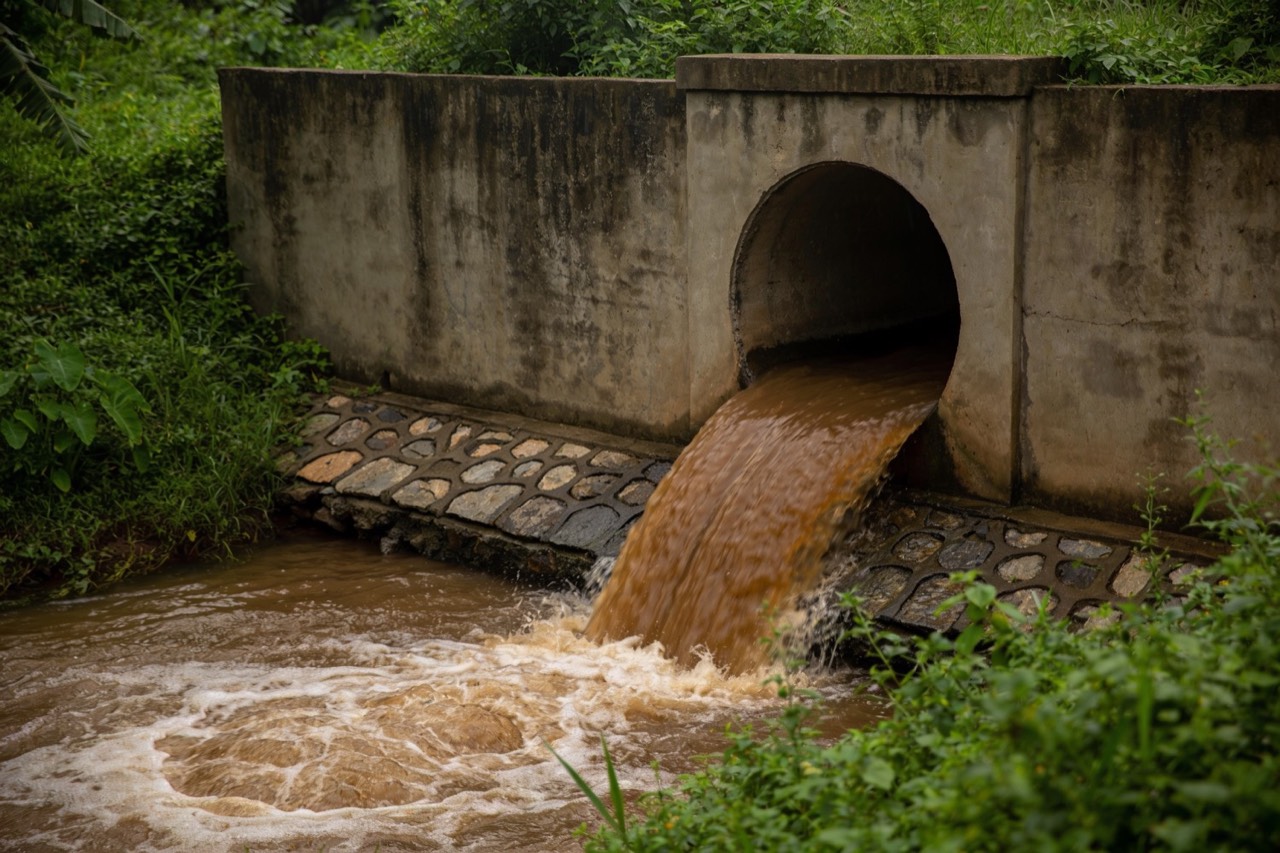 Erosion & Flood Control — Stormwater outfall after rain