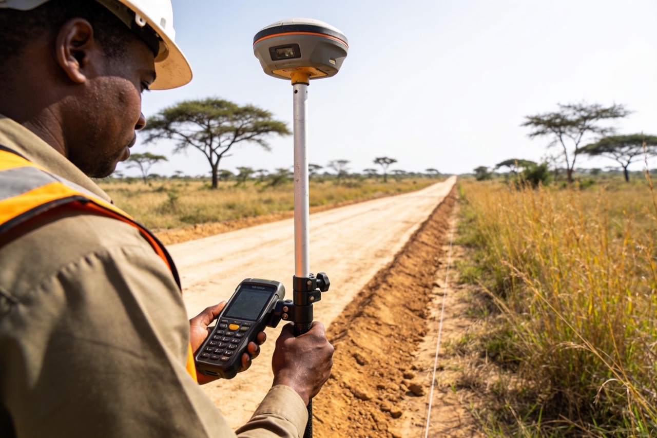Site Investigation & Geotechnical Engineering — RTK GNSS rover on the alignment